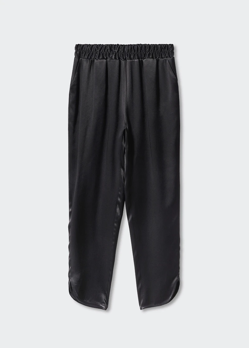Satin pants with elastic waist