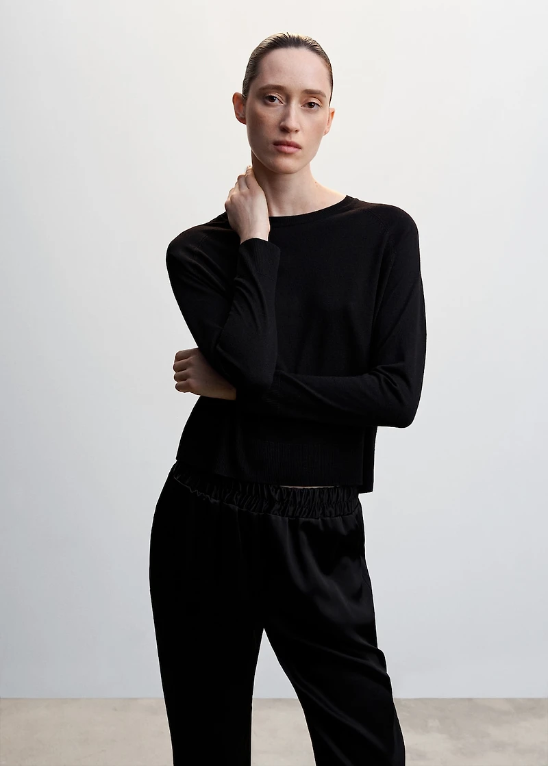 Satin pants with elastic waist