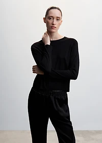 Satin pants with elastic waist