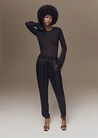 Satin pants with elastic waist