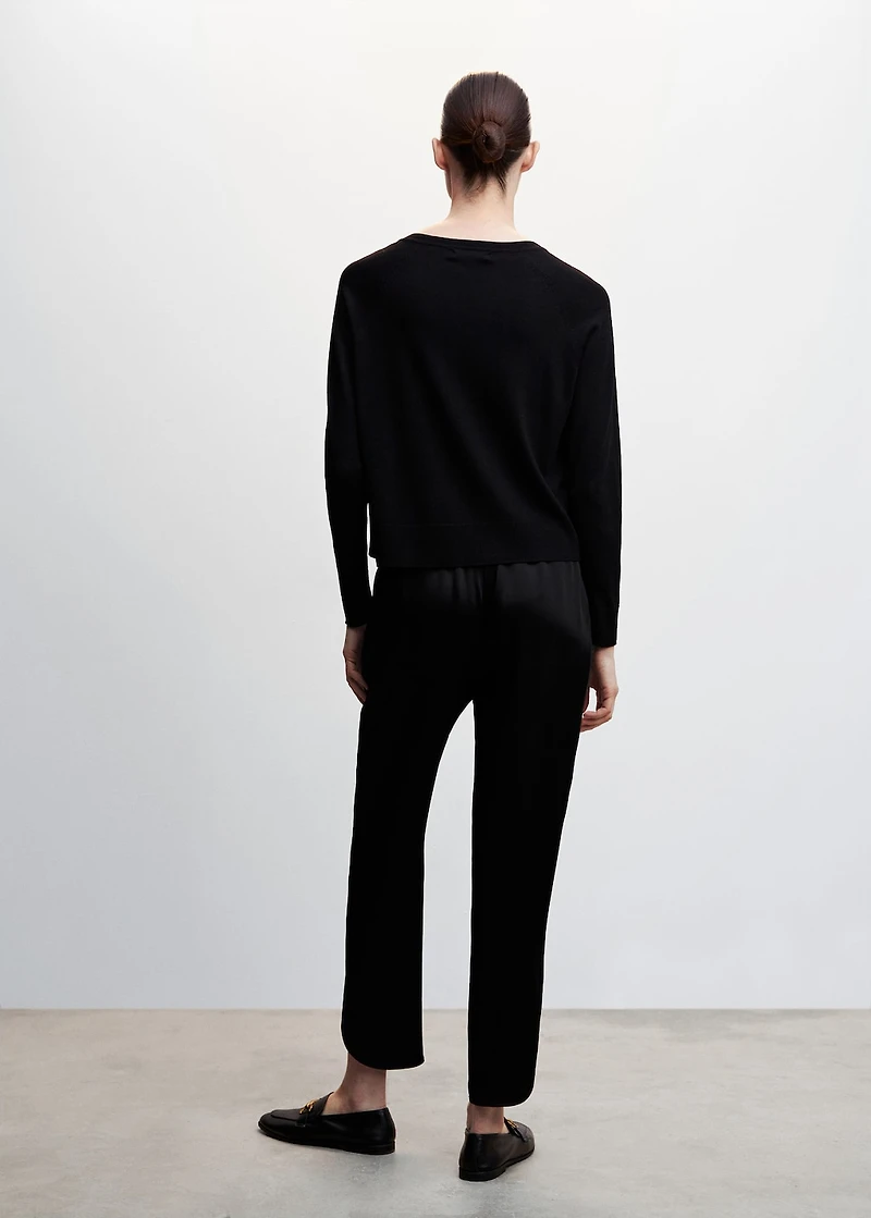 Satin pants with elastic waist