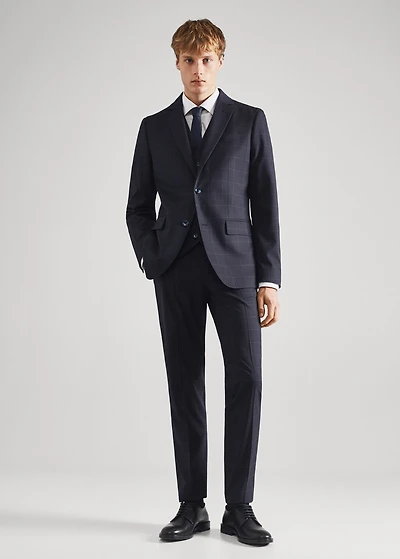 Slim fit check suit pants