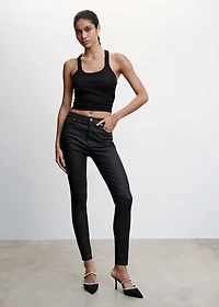 Waxed high-rise skinny jeans