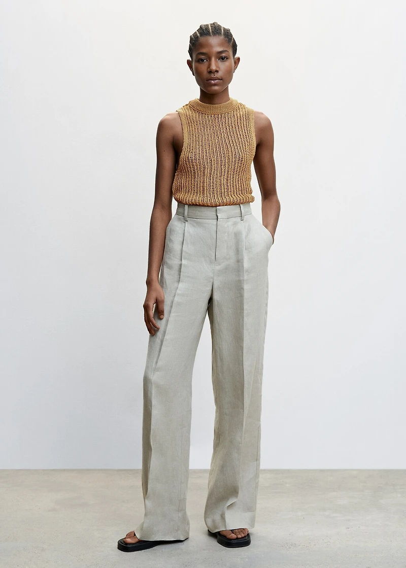 Perkins-neck knitted top