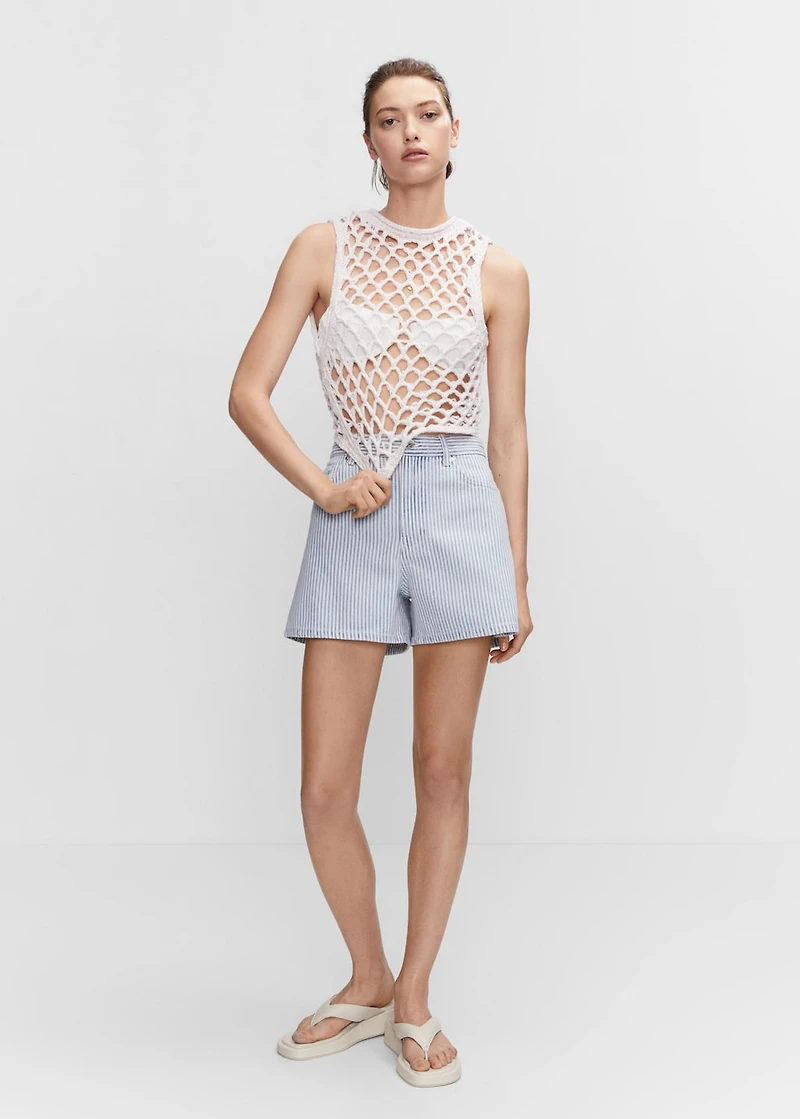 High-rise denim shorts