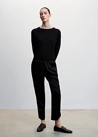 Satin pants with elastic waist