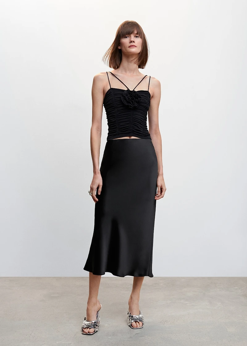 Midi satin skirt