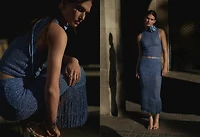 Fringed detail knitted skirt