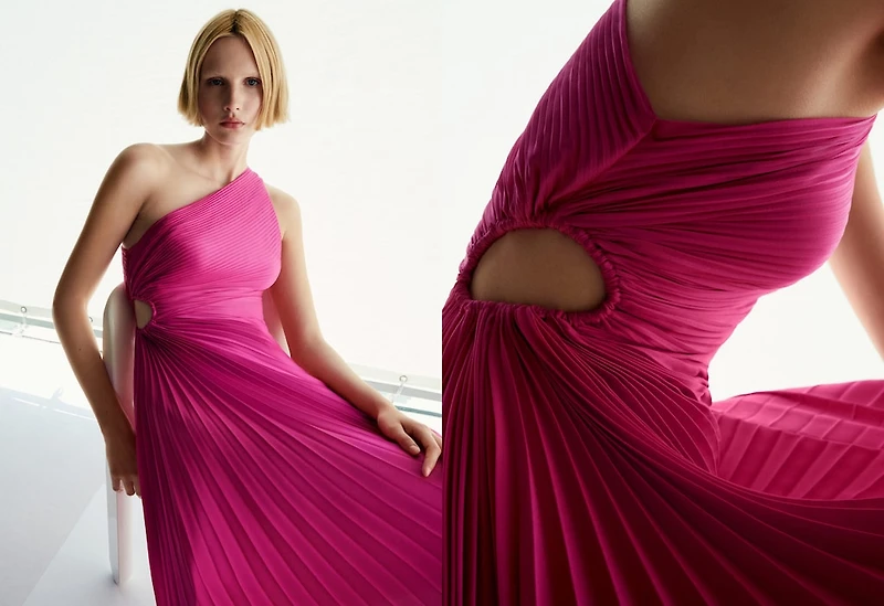 Asymmetrical pleated dress