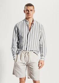 Regular-fit striped linen shirt