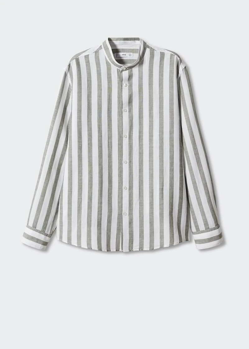 Regular-fit striped linen shirt