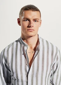 Regular-fit striped linen shirt