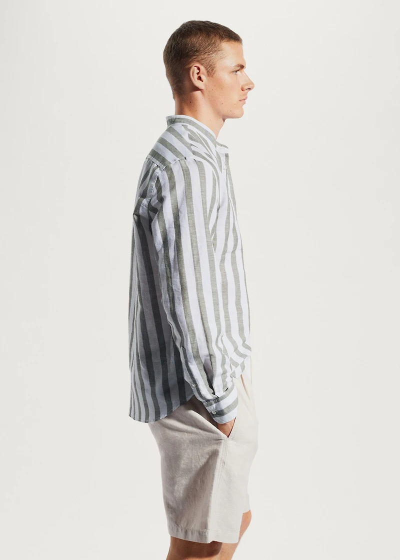 Regular-fit striped linen shirt