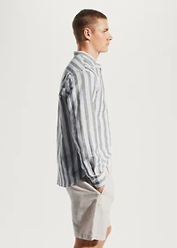 Regular-fit striped linen shirt