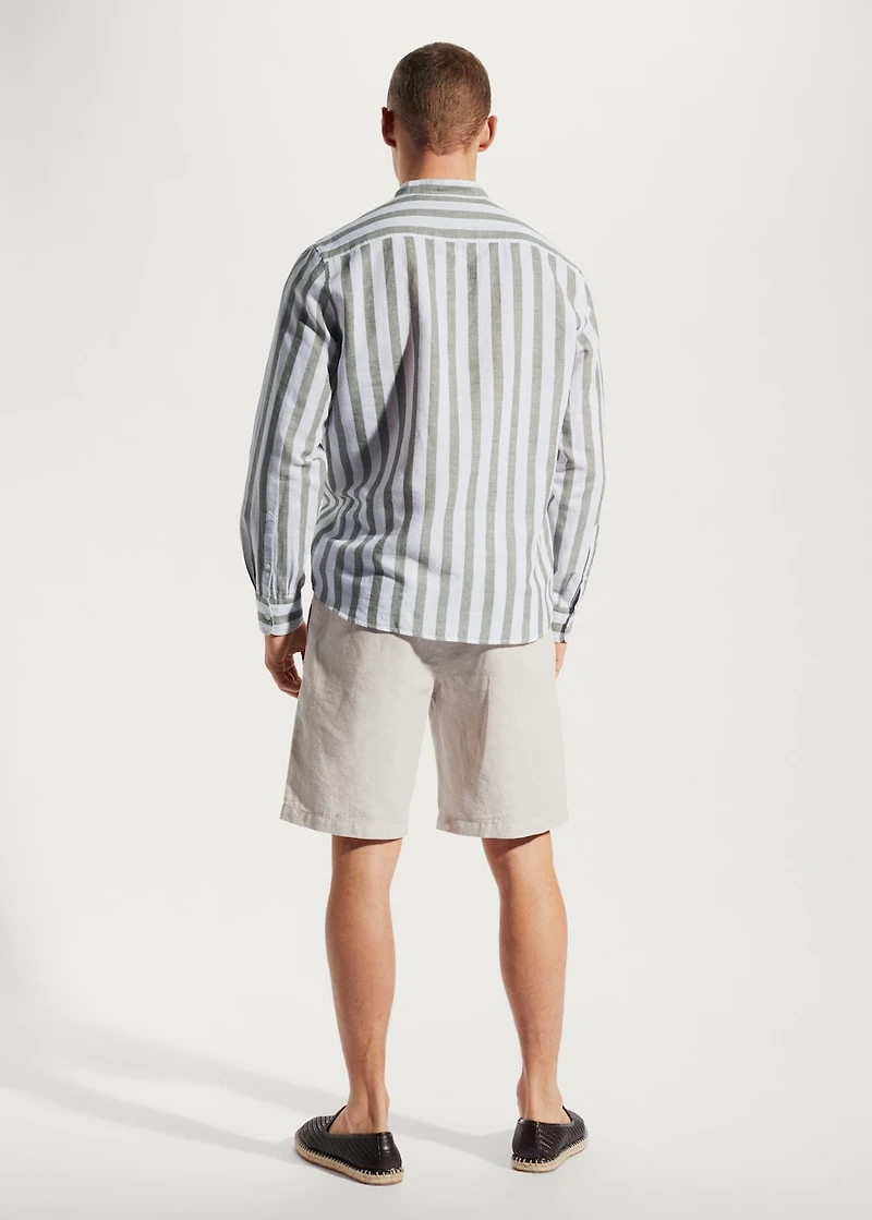 Regular-fit striped linen shirt