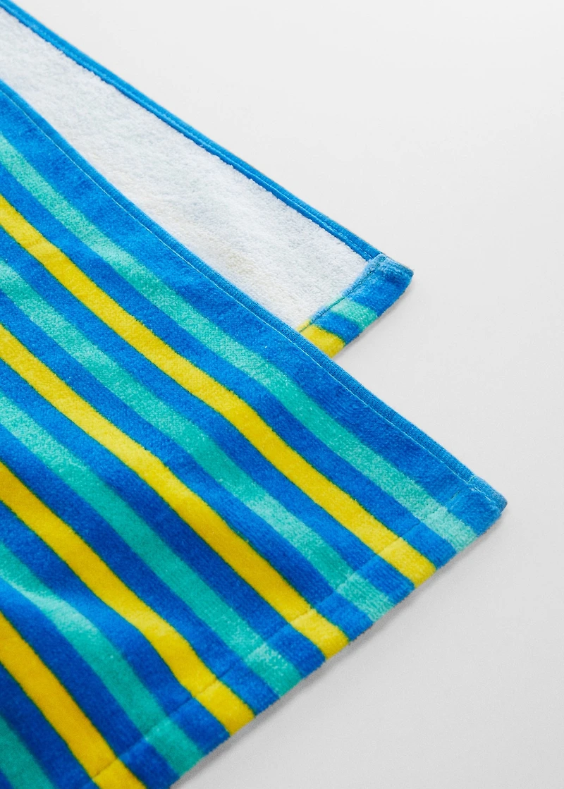 Multi-coloured striped beach towel