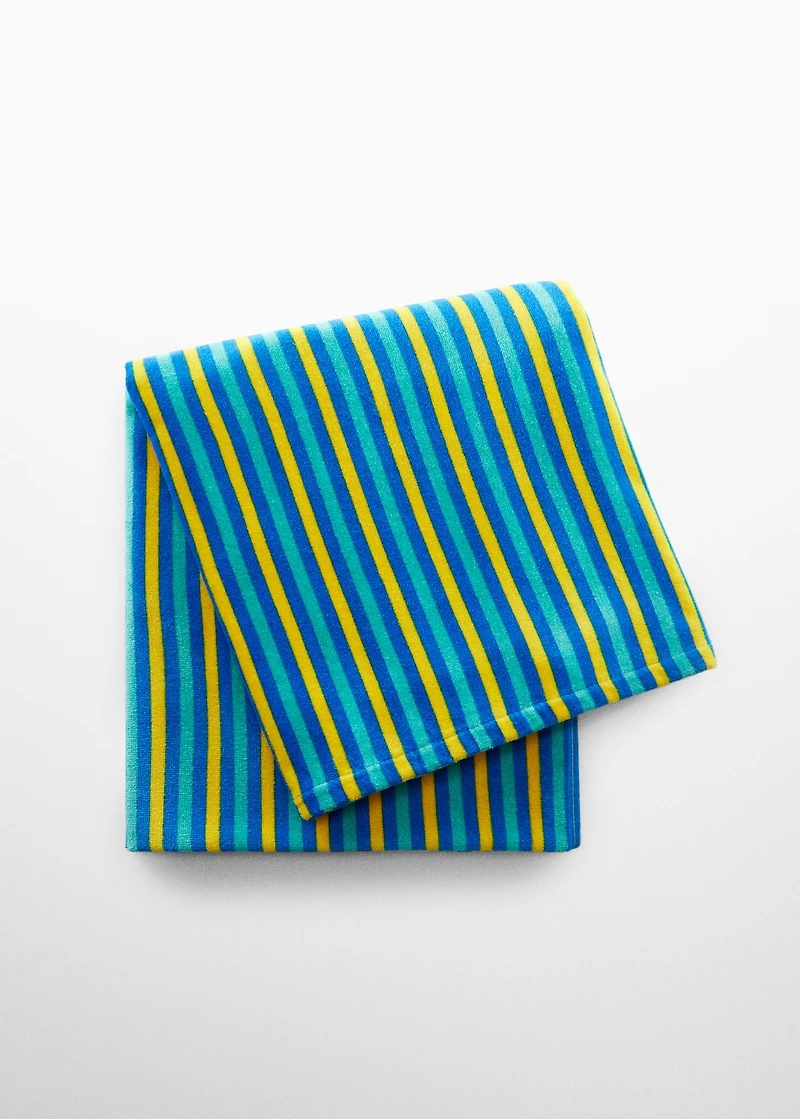 Multi-coloured striped beach towel