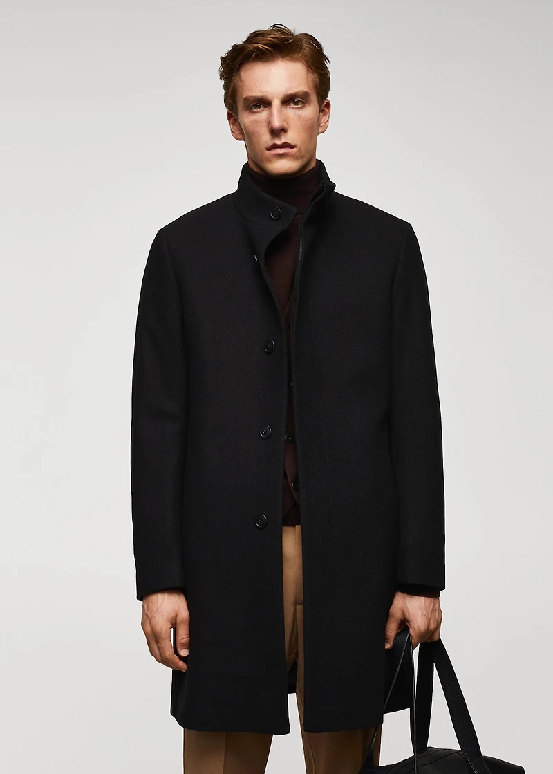 Wool funnel neck coat