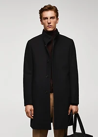 Wool funnel neck coat