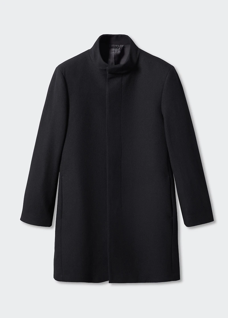 Wool funnel neck coat