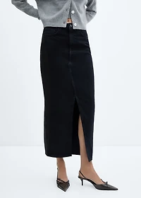 Slit denim skirt