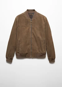Leather bomber jacket