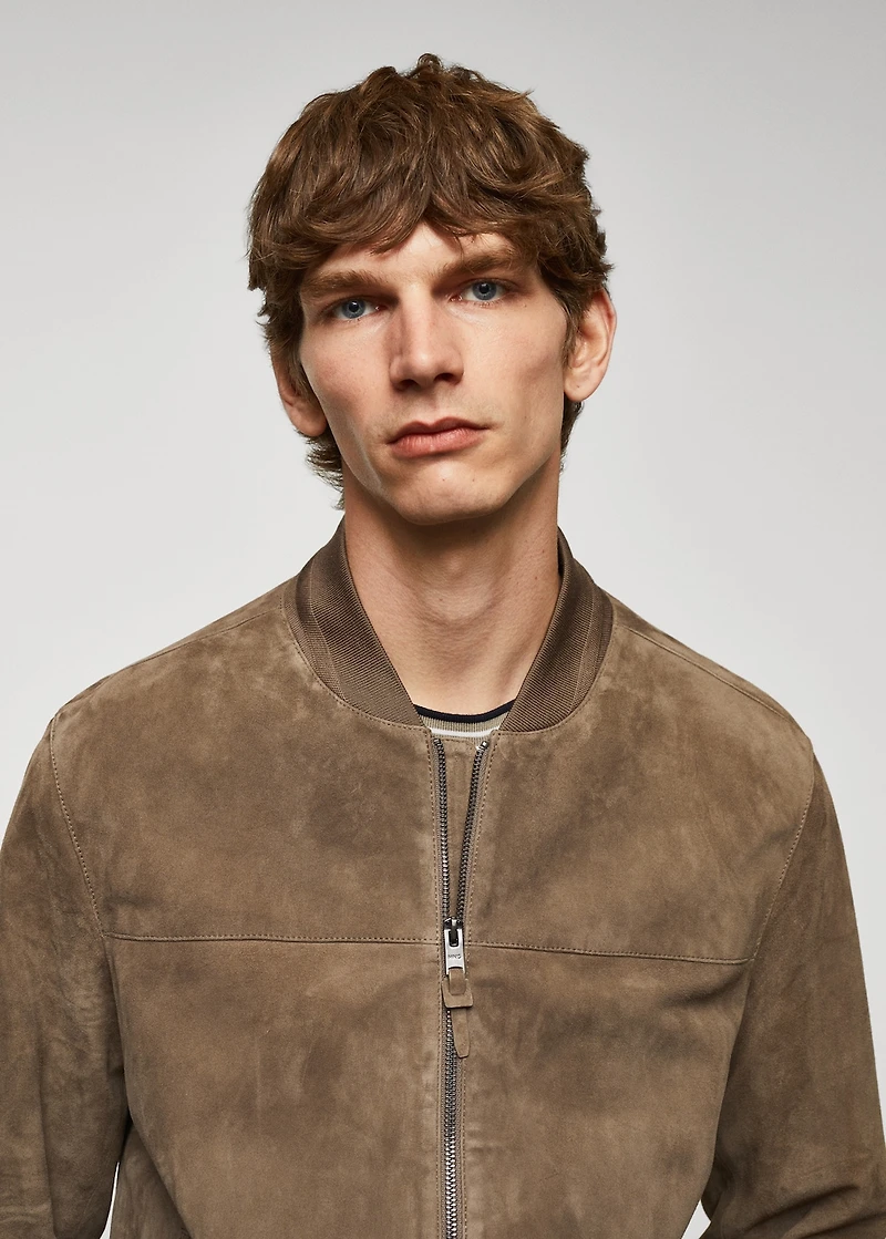 Leather bomber jacket