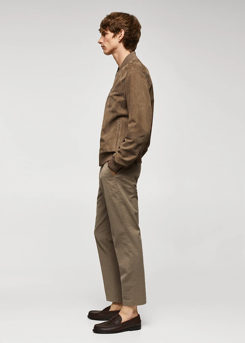 Leather bomber jacket