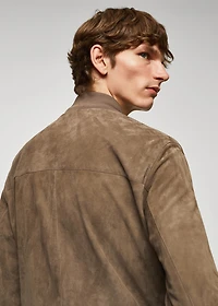 Leather bomber jacket