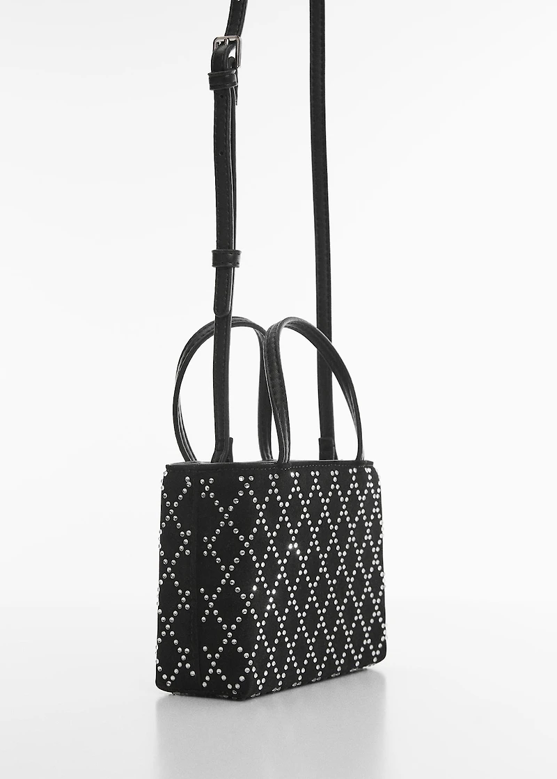 Bag with double handle and rhinestone detail