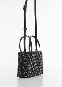 Bag with double handle and rhinestone detail