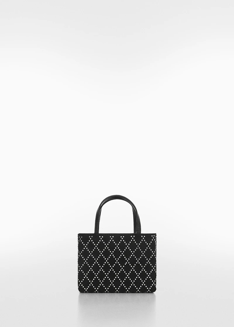 Bag with double handle and rhinestone detail