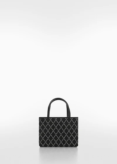 Bag with double handle and rhinestone detail