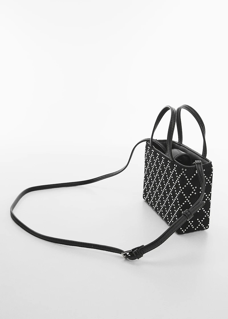 Bag with double handle and rhinestone detail