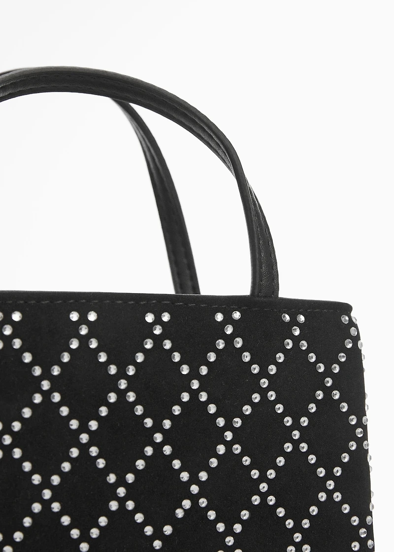 Bag with double handle and rhinestone detail