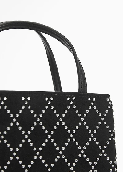 Bag with double handle and rhinestone detail