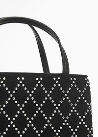 Bag with double handle and rhinestone detail