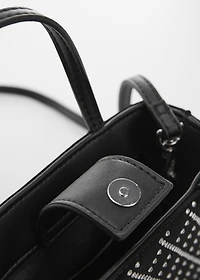 Bag with double handle and rhinestone detail