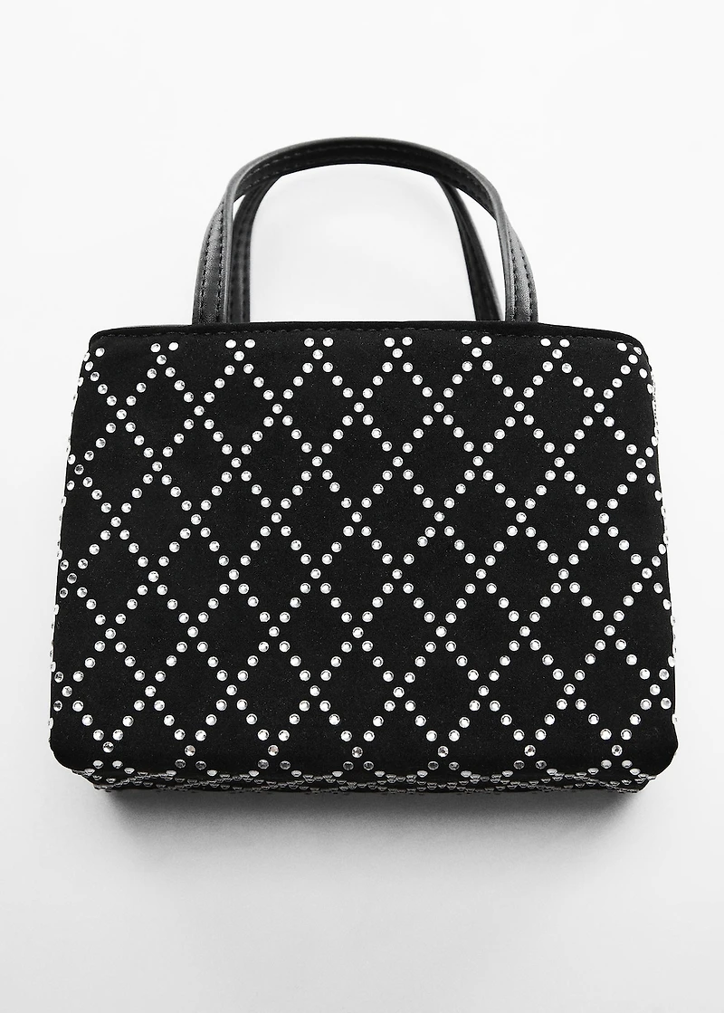 Bag with double handle and rhinestone detail