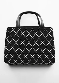 Bag with double handle and rhinestone detail