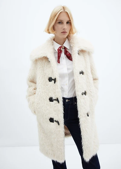 Fur-effect midi-coat