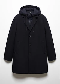 Detachable hood wool coat