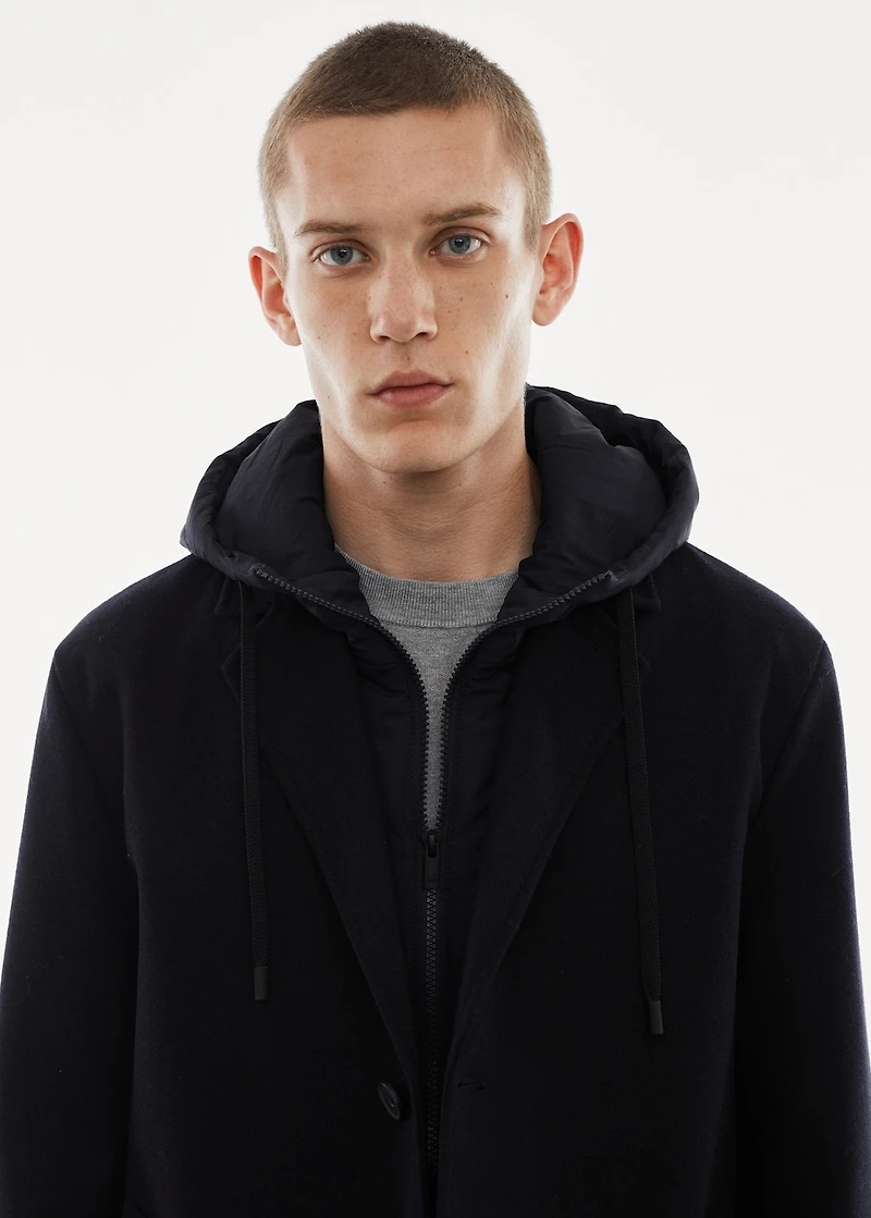 Detachable hood wool coat