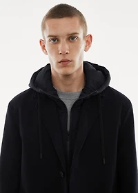 Detachable hood wool coat
