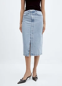 Denim midi-skirt