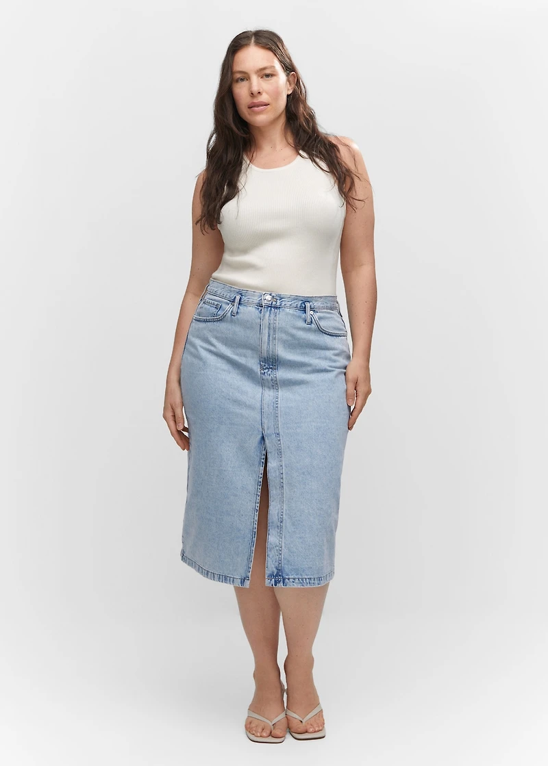 Denim midi-skirt