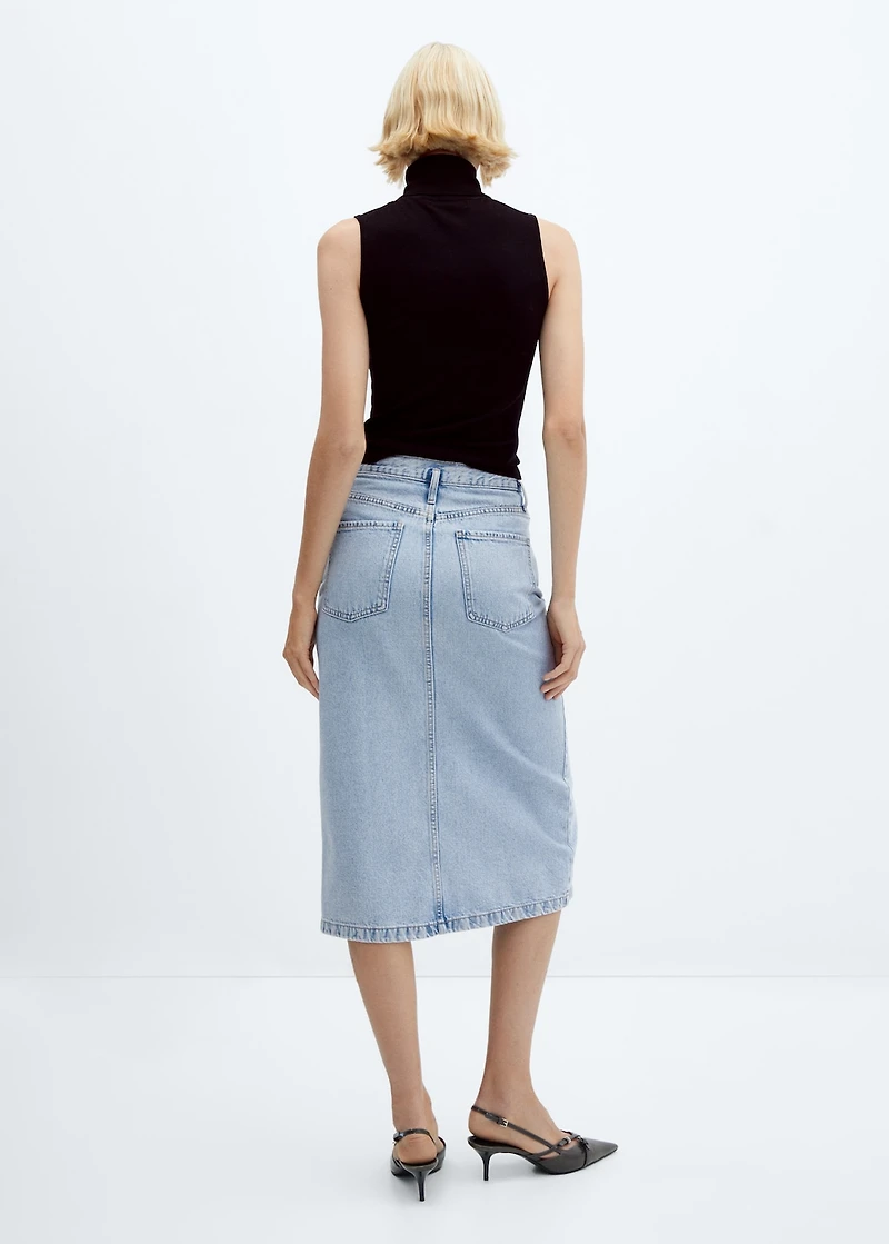 Denim midi-skirt
