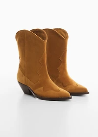 Suede cowboy ankle boots