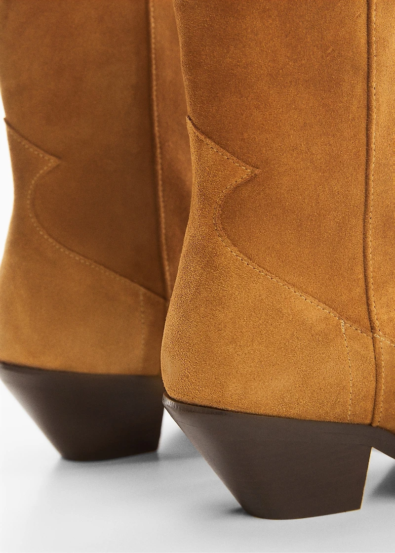 Suede cowboy ankle boots