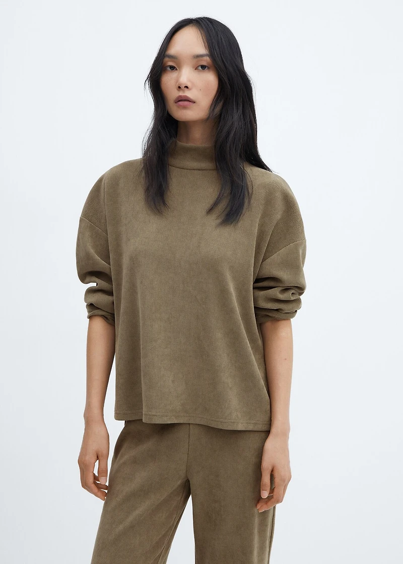 Corduroy sweatshirt with perkins neck